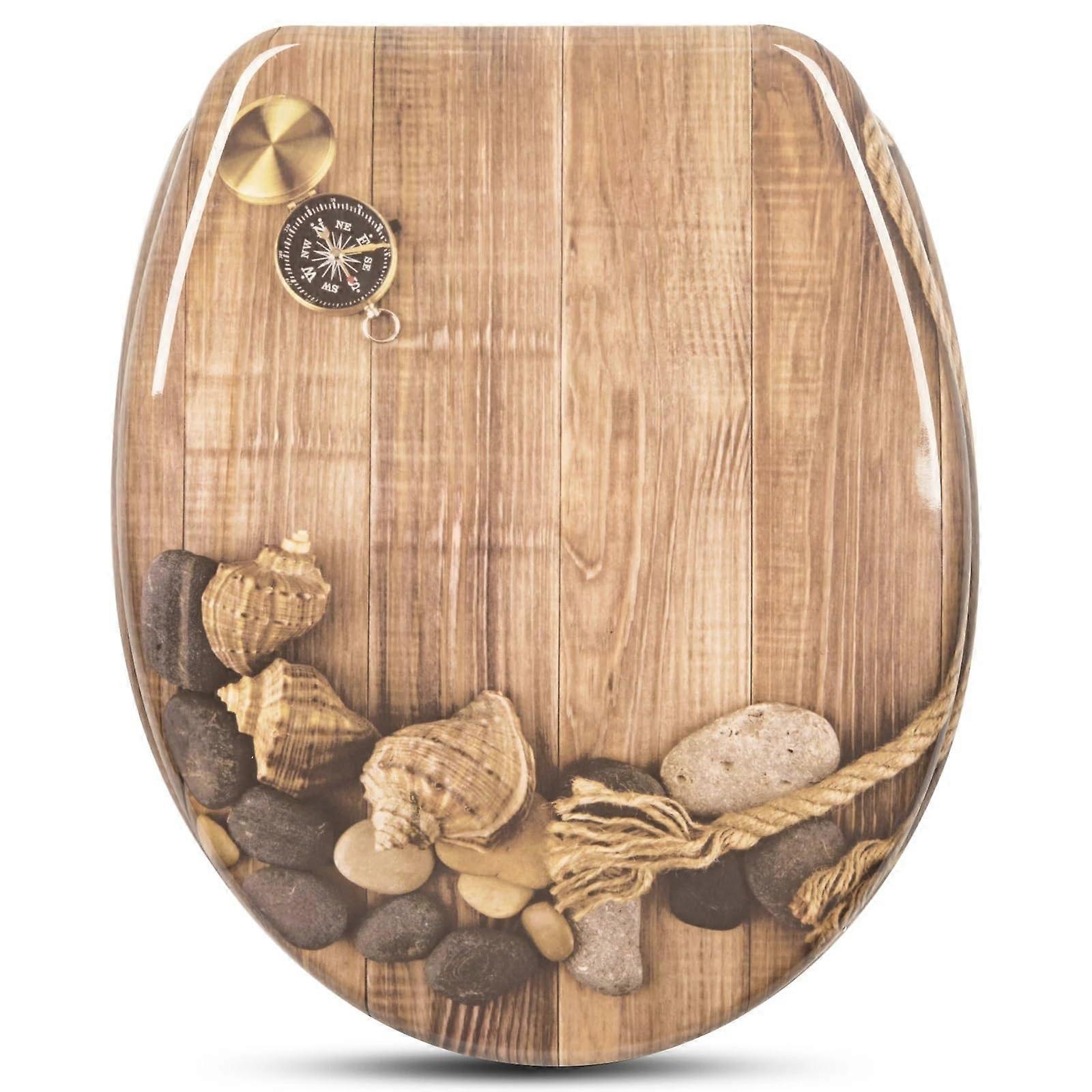 Soft Close Round Toilet Seat with SlowClose Mechanism, EasyClean, Universal Fit for Bathroom