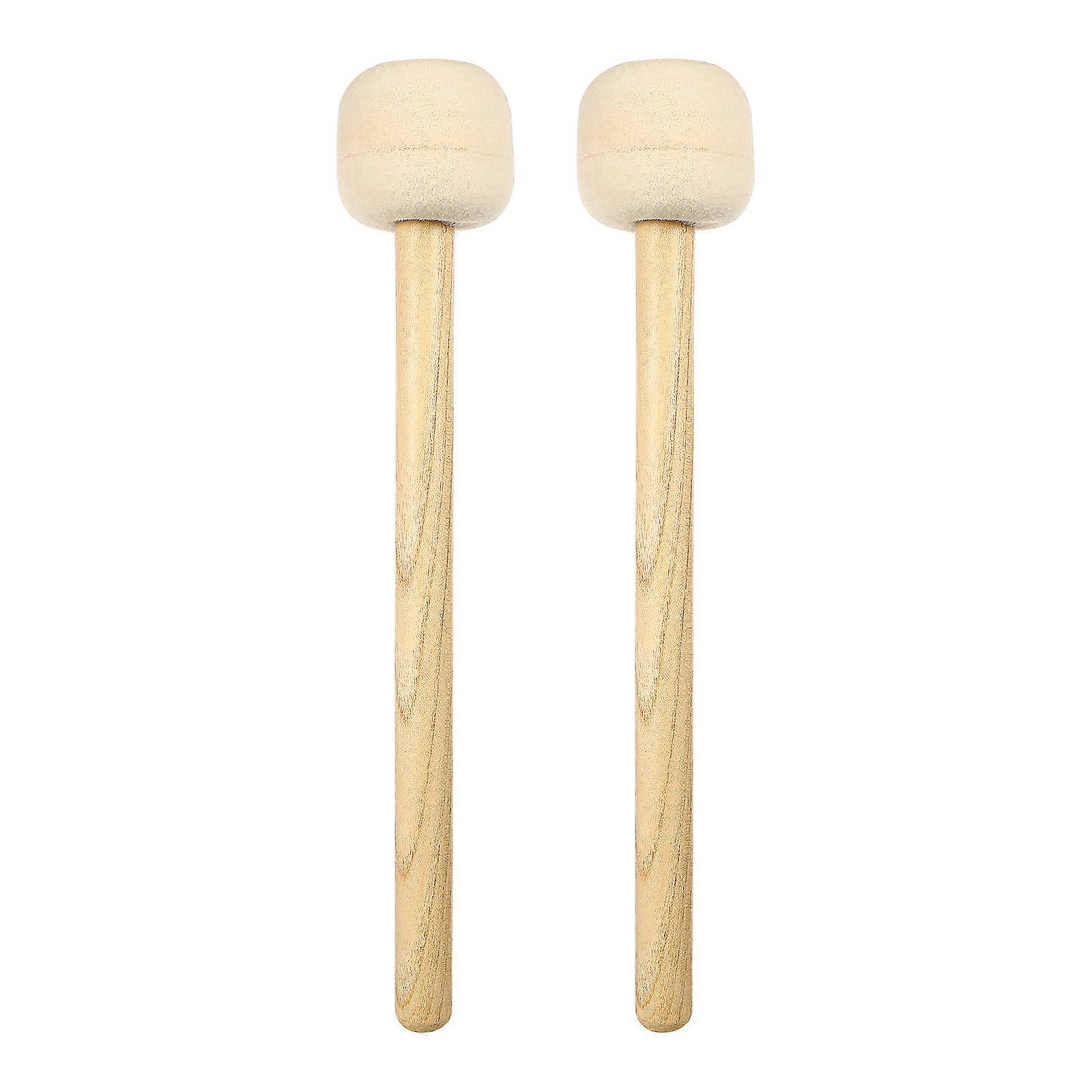 Khaki Drum Sticks with Wool Felt Heads for Snare Drum Practice and Performance 2pcs