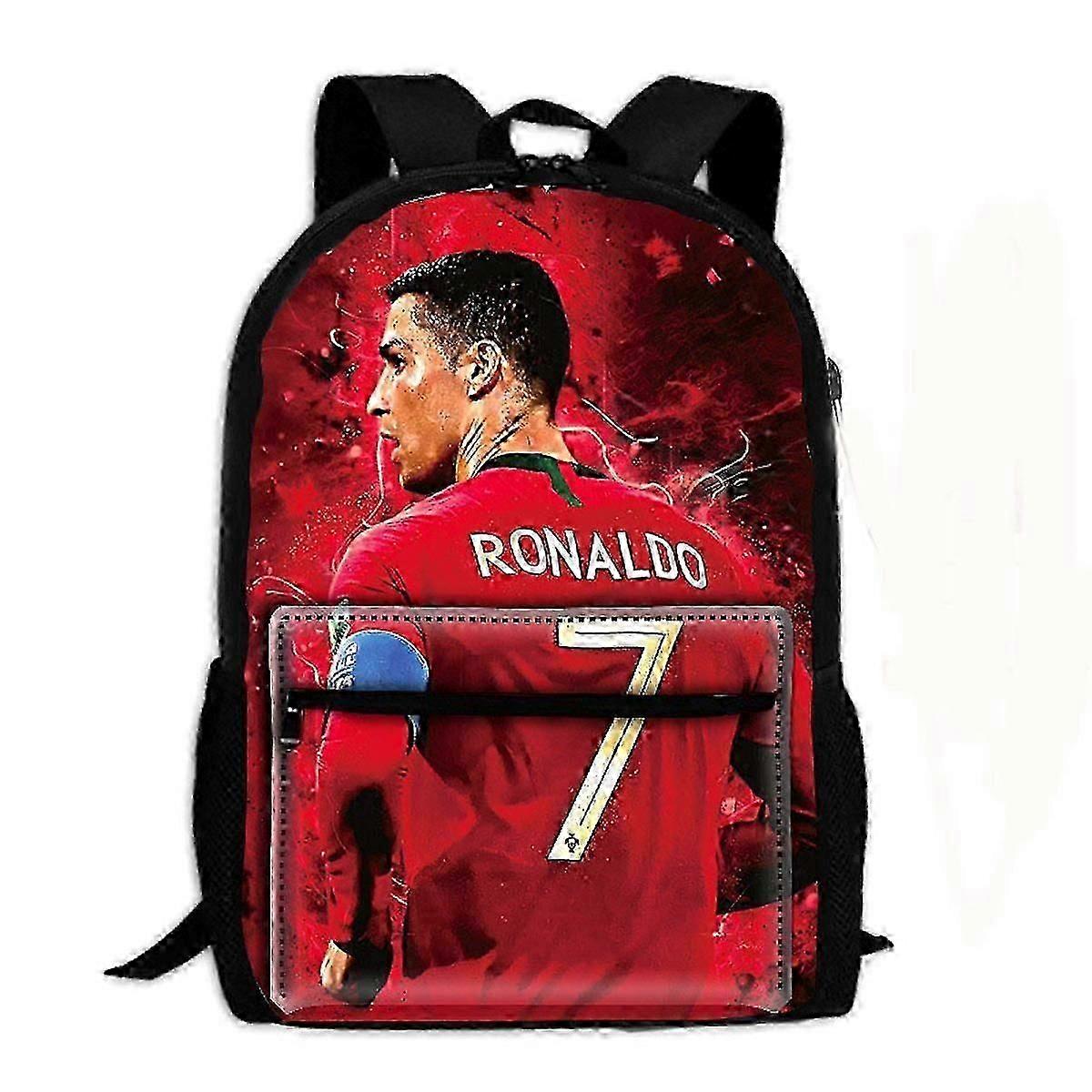 رونالدو Cr7 في حقيبة مدرسية حمراء حقيبة ظهر للطلاب حقيبة كتاب Causl Daypack للفتيات الأولاد