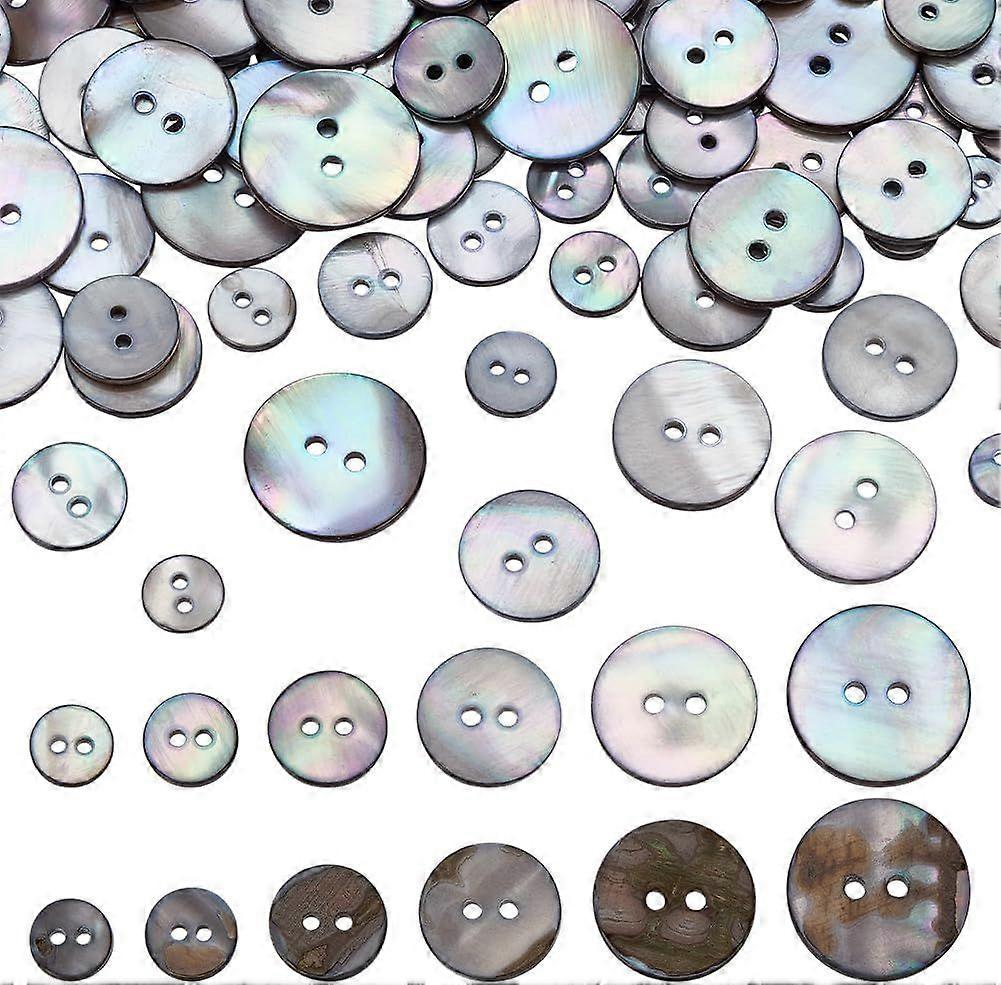 120 Pcs Natural Shell Buttons 6 Sizes 2-Hole Flat Round Natural Shell Vintage Sewing Crafts Replacement Button Decorative Buttons for Clothes Blazer S
