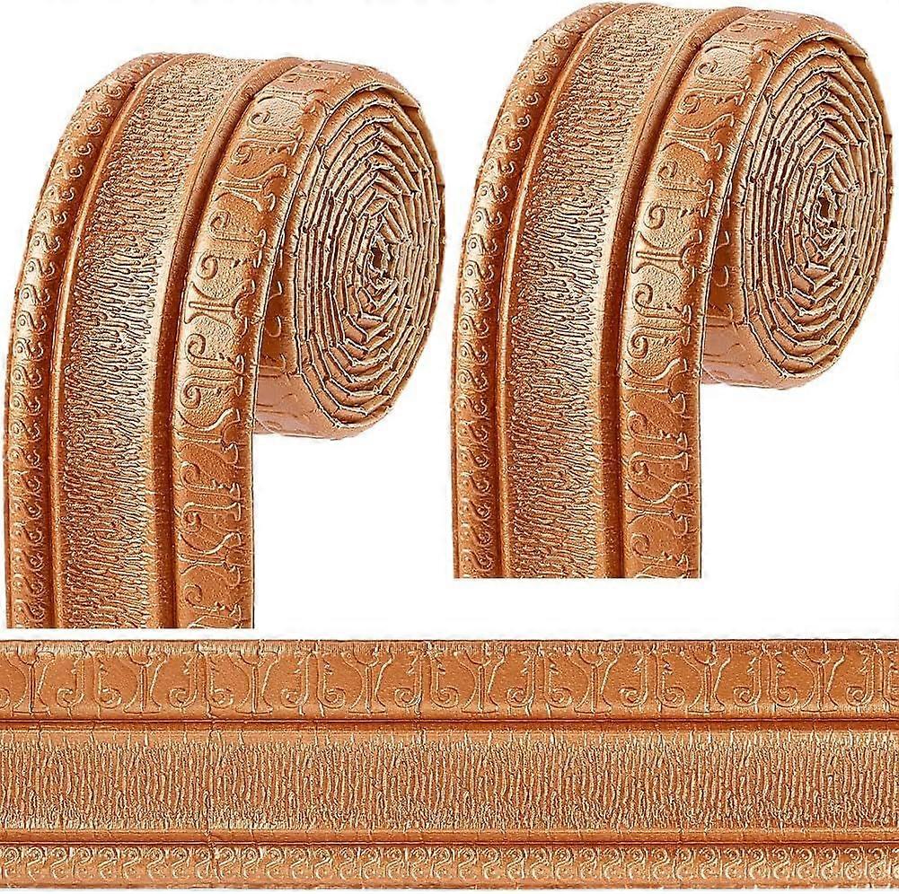 2 Rolls 91x3 Inch Chocolate 3D Wall Edging Foam Flexible Wallpaper Border Molding Peel and Stick Mirror Edging Frame Lines Wall Base Ceiling Baseboard