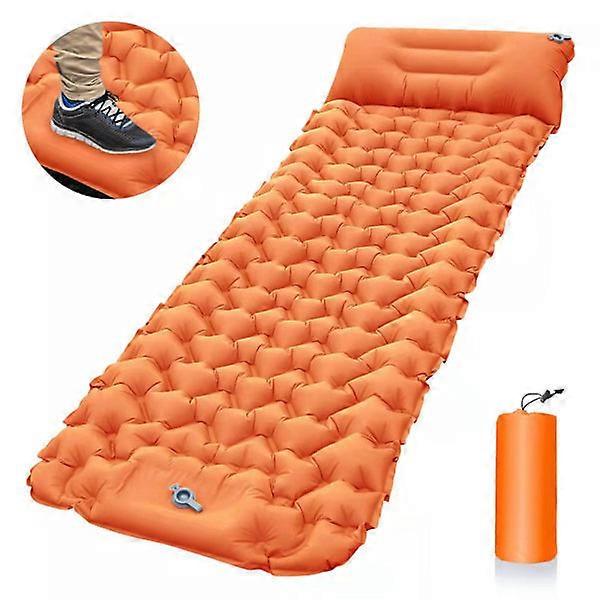 Self-Inflating Camping Mattress: Thick Lightweight Single Mat, Inflatable Double Pad, Compact Orange Sleeping Pad