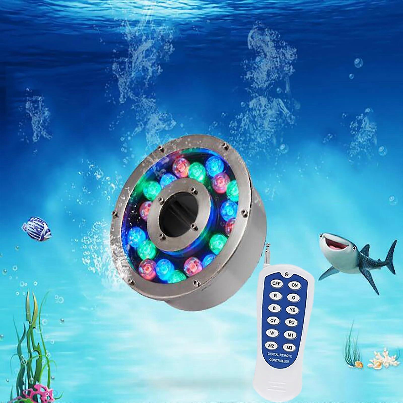 LED Underwater Pond Lights RGB Color Changing IP68 Waterproof Fountain Ring with Remote Control 12V 6W