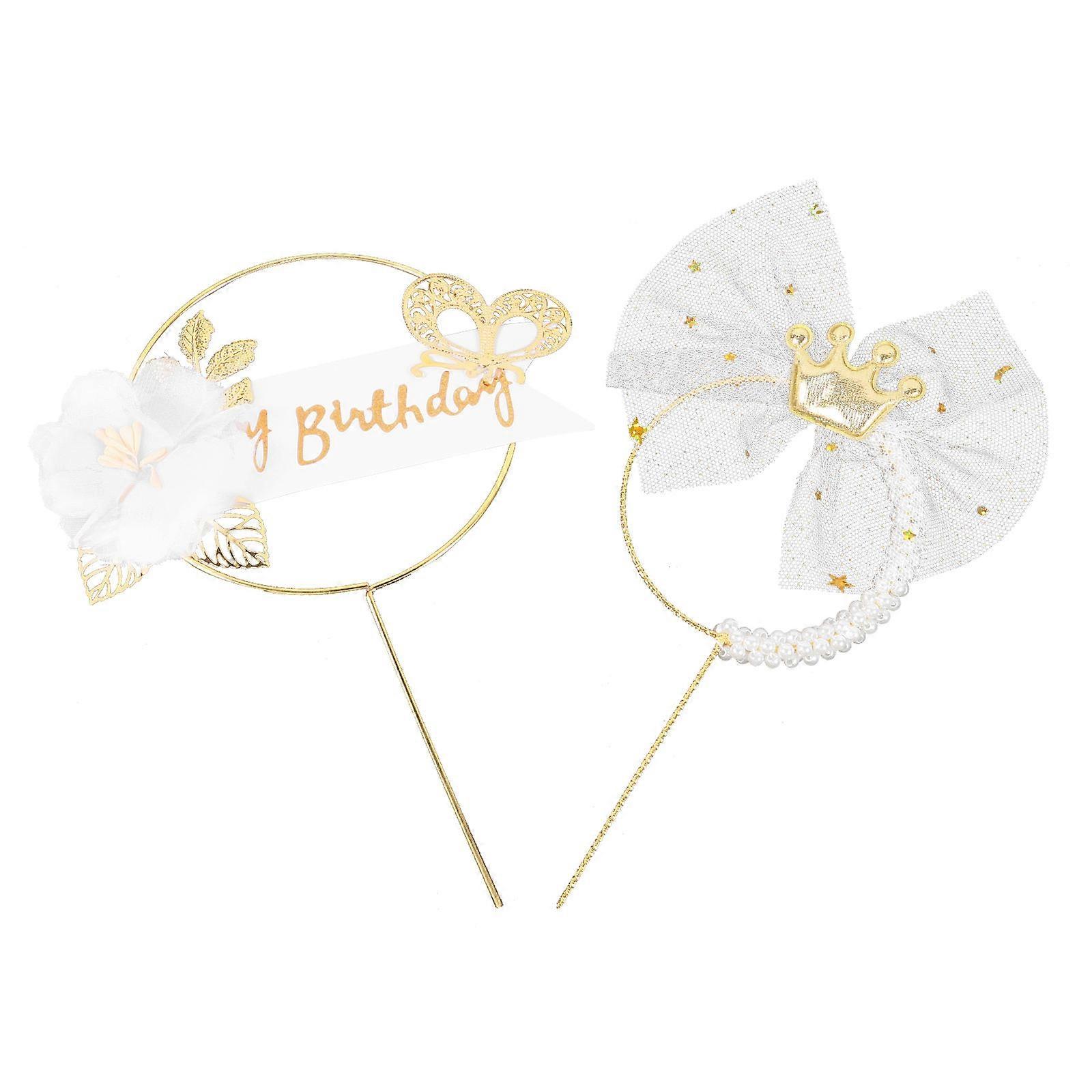 Flower Cake Topper Iron Design for 4Pcs Delicate Dessert Decor