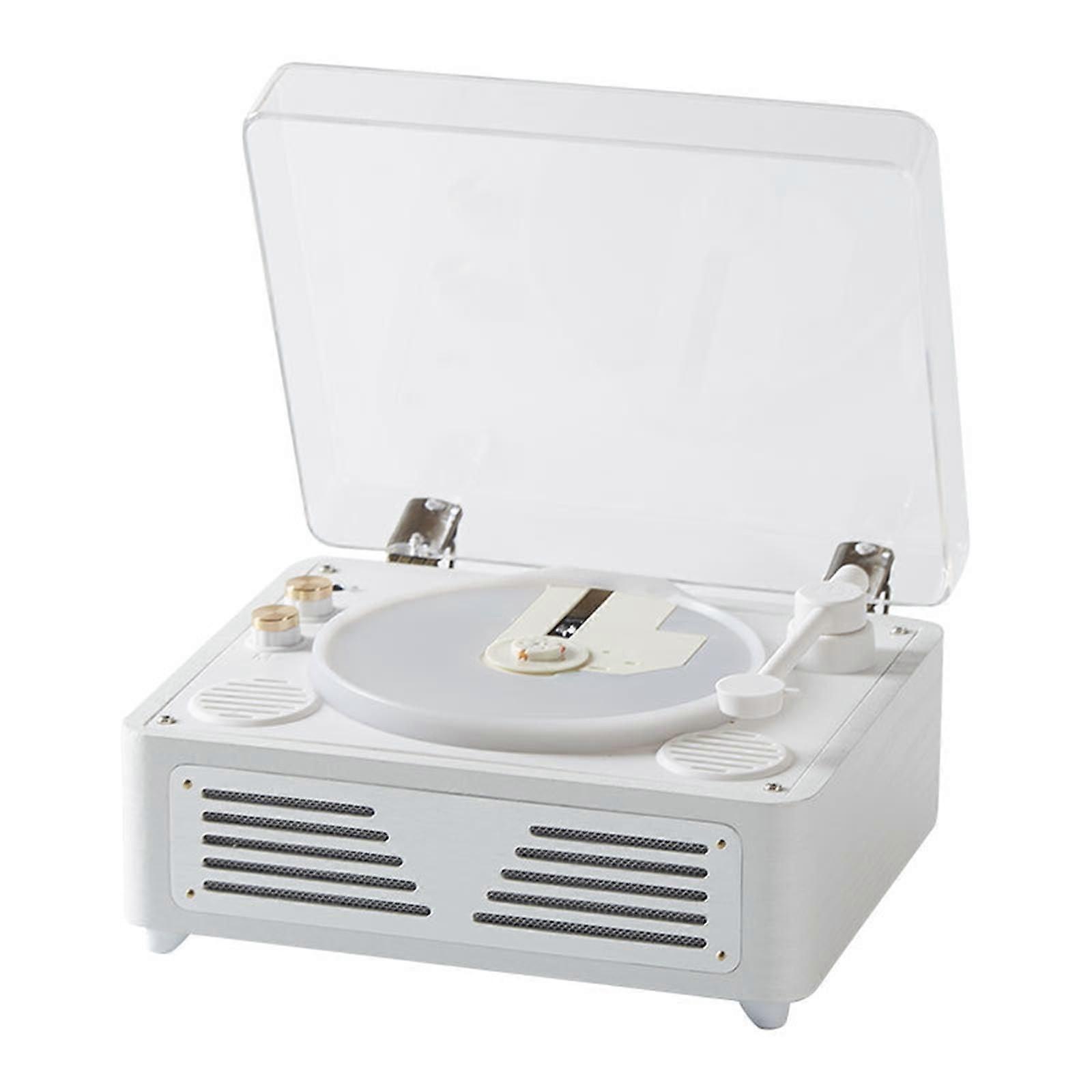 Desktop Mini CD Player Portable Retro Bluetooth Stereo  Fidelity Sound Home Speaker For Office Travel White Colour