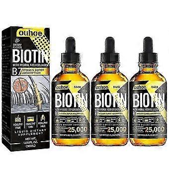 3x Biotine Haargroeiolie Vitamine B7 Haar Essentiële Olie Behandeling Voorkomen van Haarverlies Herstellende Essentiële Olie 30ml