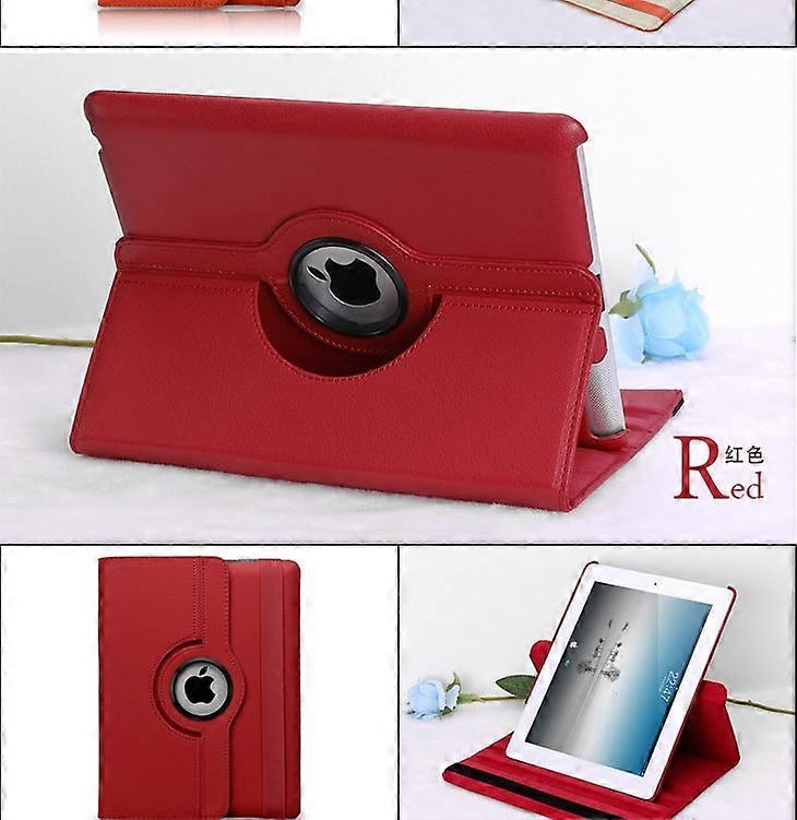 Stylish Case For Ipad 2/3/4 Red Rotating Leather Litchi Pattern