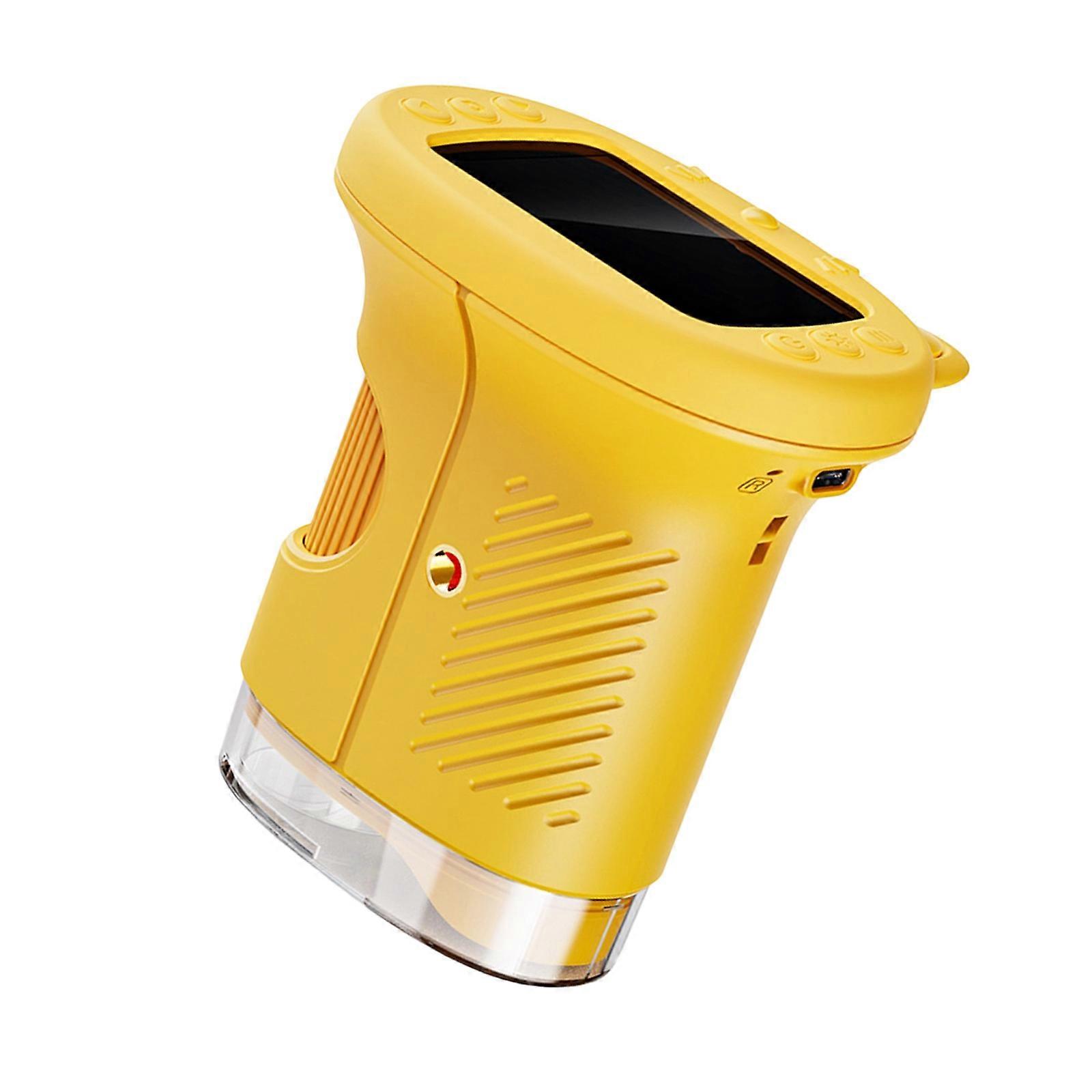 Multifunction Double Concentrate Handheld Microscope Featuring 2.4 Inch Display 2MP Camera Plastic for Classroom Demonstrations  Yellow