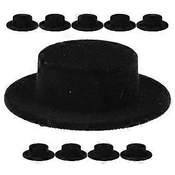Miniaturas de chapéus pretos para bonecas, para decoração, 10 peças, artesanato.