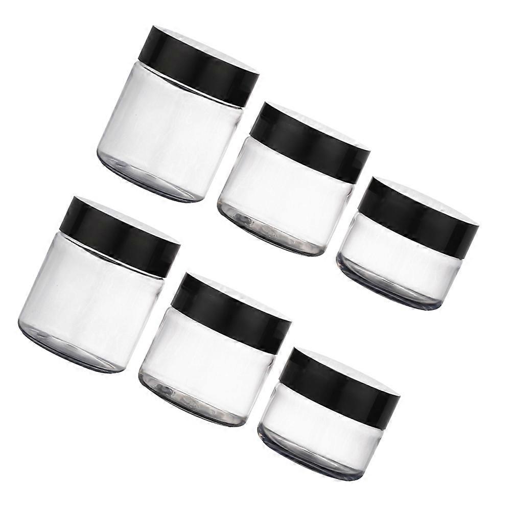 Plastic Cosmetics Jars Round Pot Jars for Storage Use 6Pcs Black