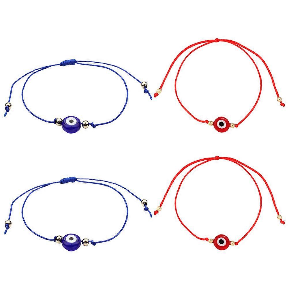 Evil Eye Bracelet for Blessing with 4Pcs Braided Wrist Chains