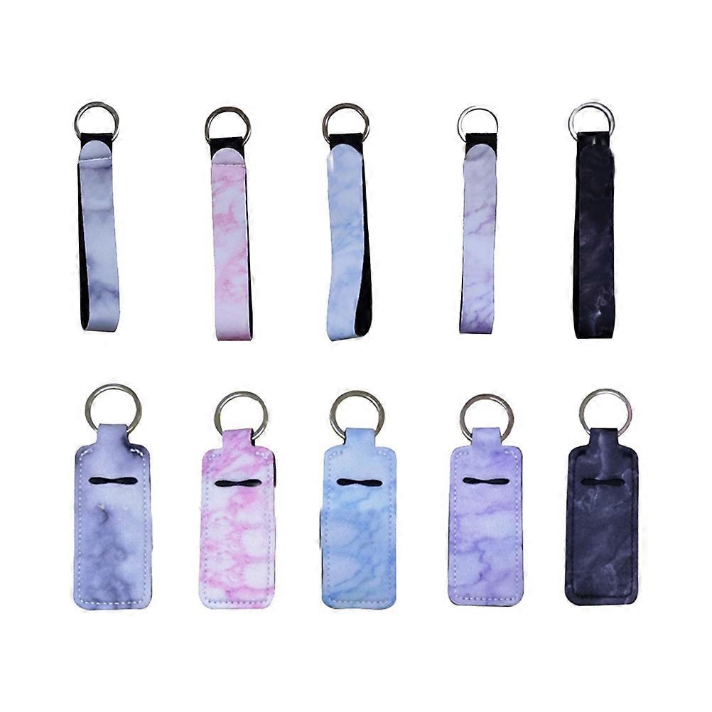 Key Ring Lip Cream Holder Everyday Use Rectangle Shape Neoprene Key Chain 10Set