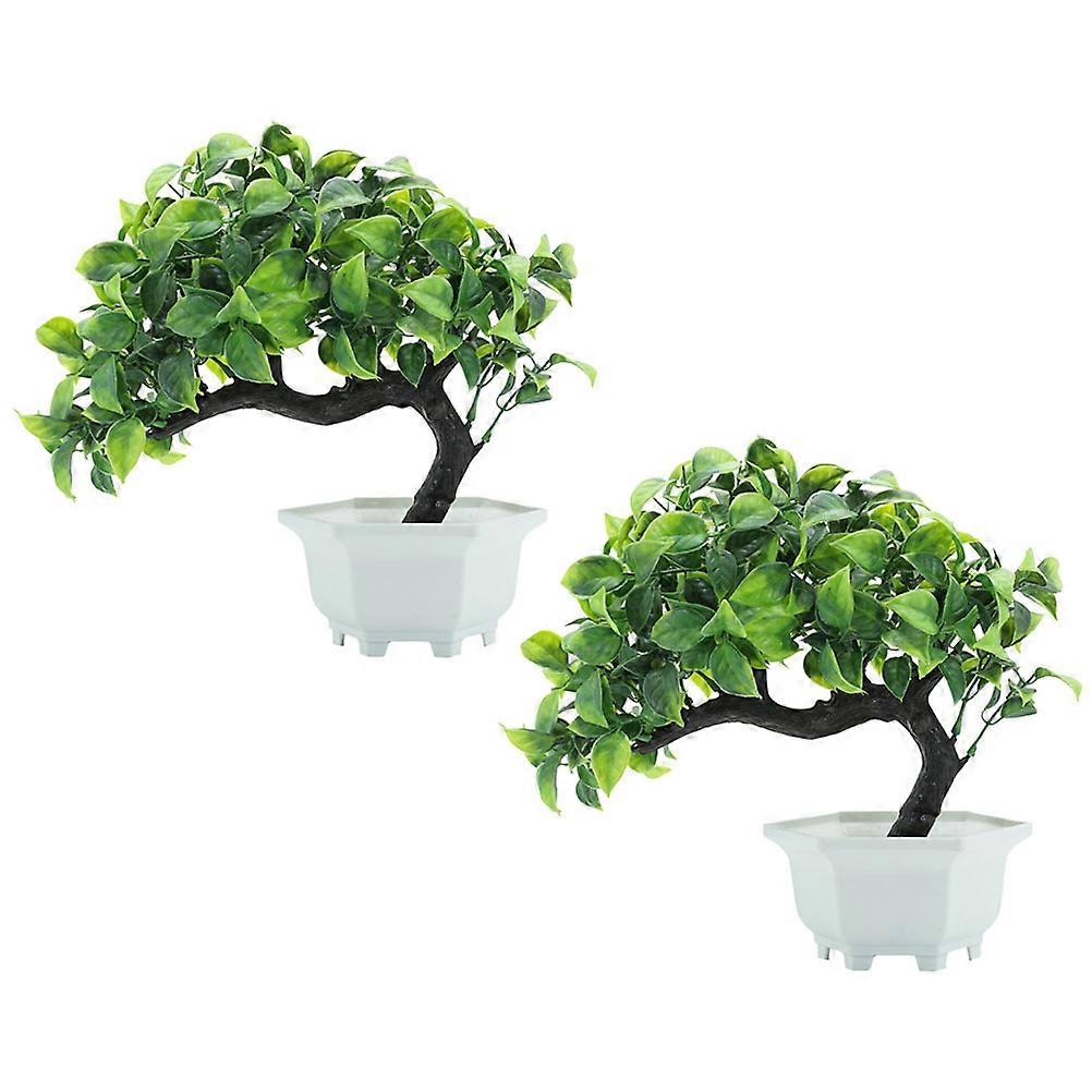 Lifelike Artificial Pine Tree Bonsai Decor for Office 2Pcs Set