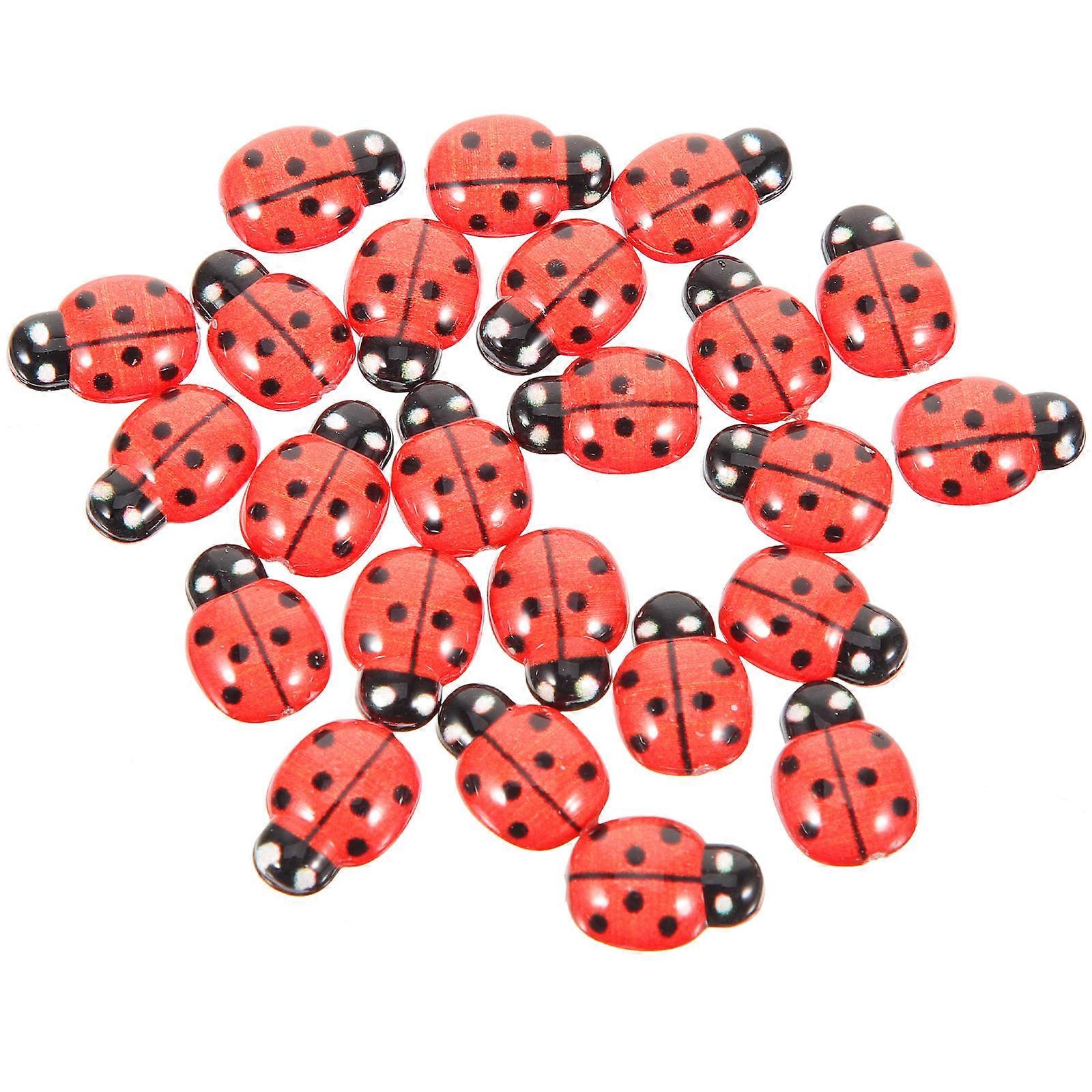 Ladybug Charms for Crafts Mini Resin Figures 50Pcs Red Plastic Decorations