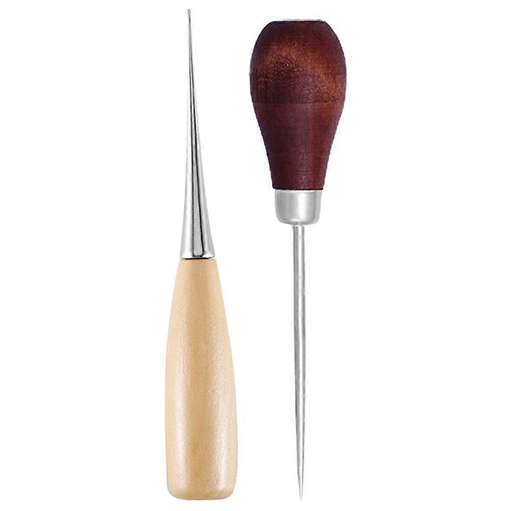Awl Wooden Handle for Craft DIY with 2Pcs Durable Tools