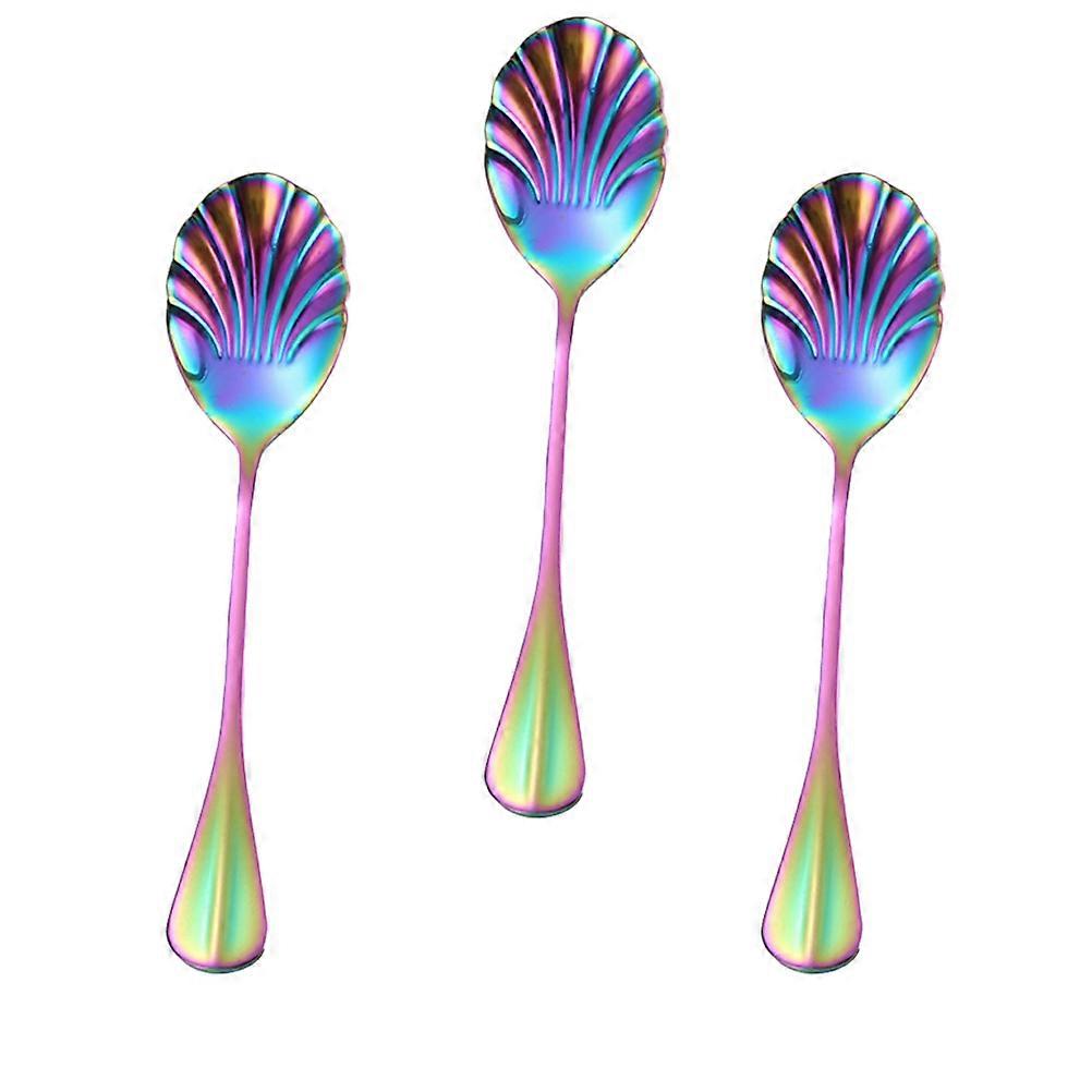 3Pcs Stainless Steel Shell Shaped Stirring Spoon for Coffee Mixing