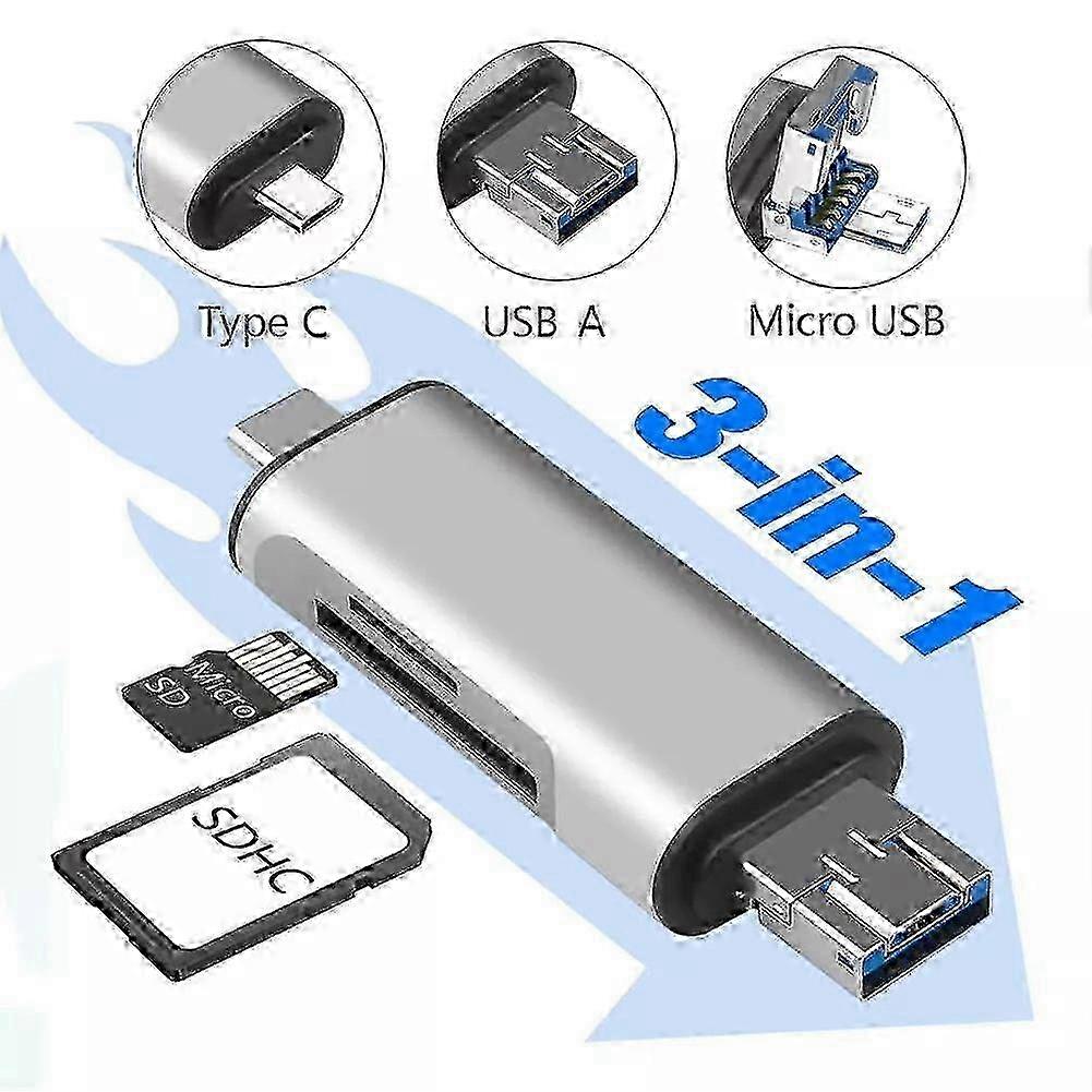 25-26 SD Card Reader OTG 3 in 1 USB Hi-Speed/Micro USB/Type C