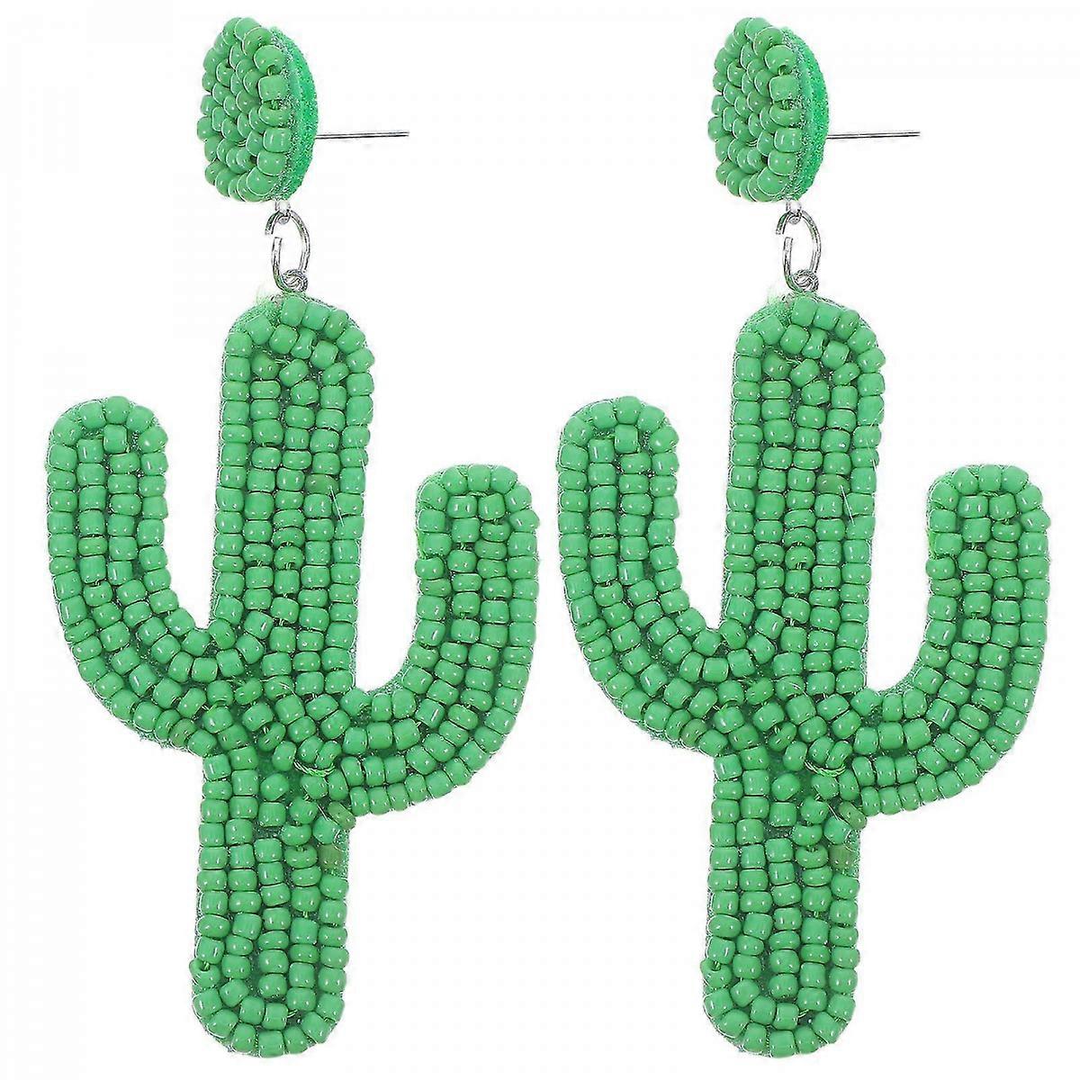 1 Pair Cactus Beaded Dangle Drop Earrings for Women