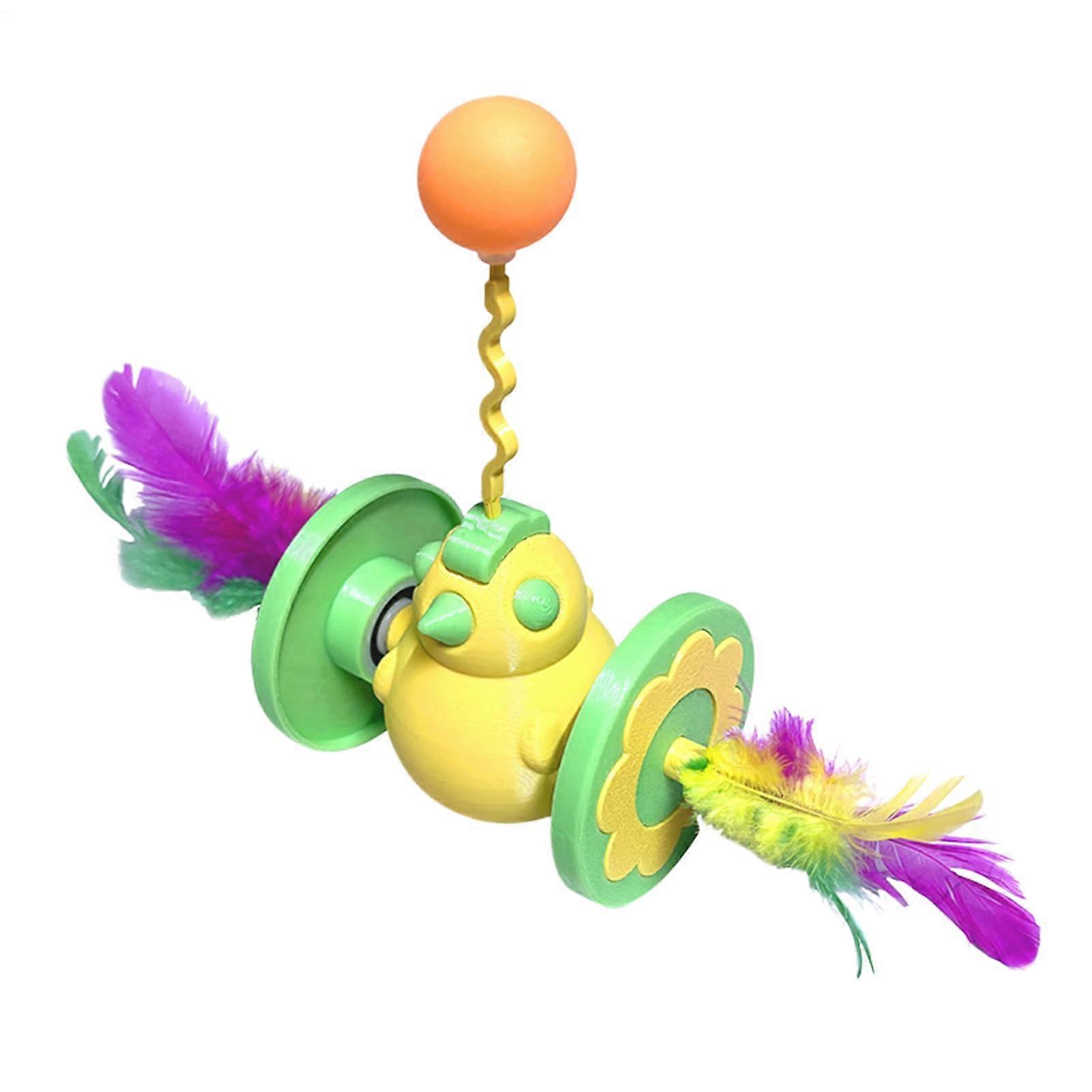 Interactive Feather Cat Teaser Wand with Realistic Chick Design and 360° Spinning Motion