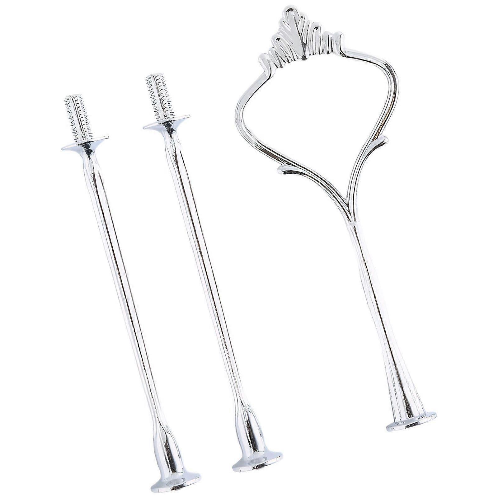 Crown Shaped Cake Stand Handle Silver Two Layer Tiered Dessert Tray Separator Elegant Design