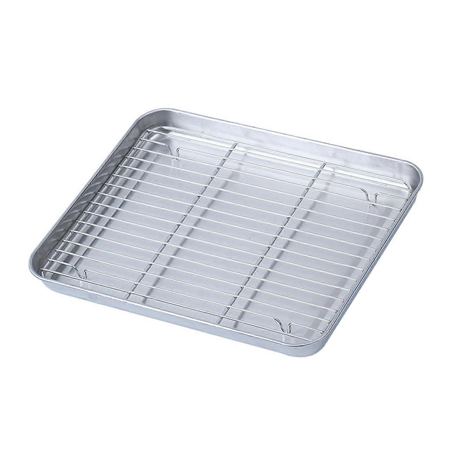 Stainless Steel Baking Tray with Rack, Thickened Roasting Pan 38 x 28 cm for Versatile Kitchen Use