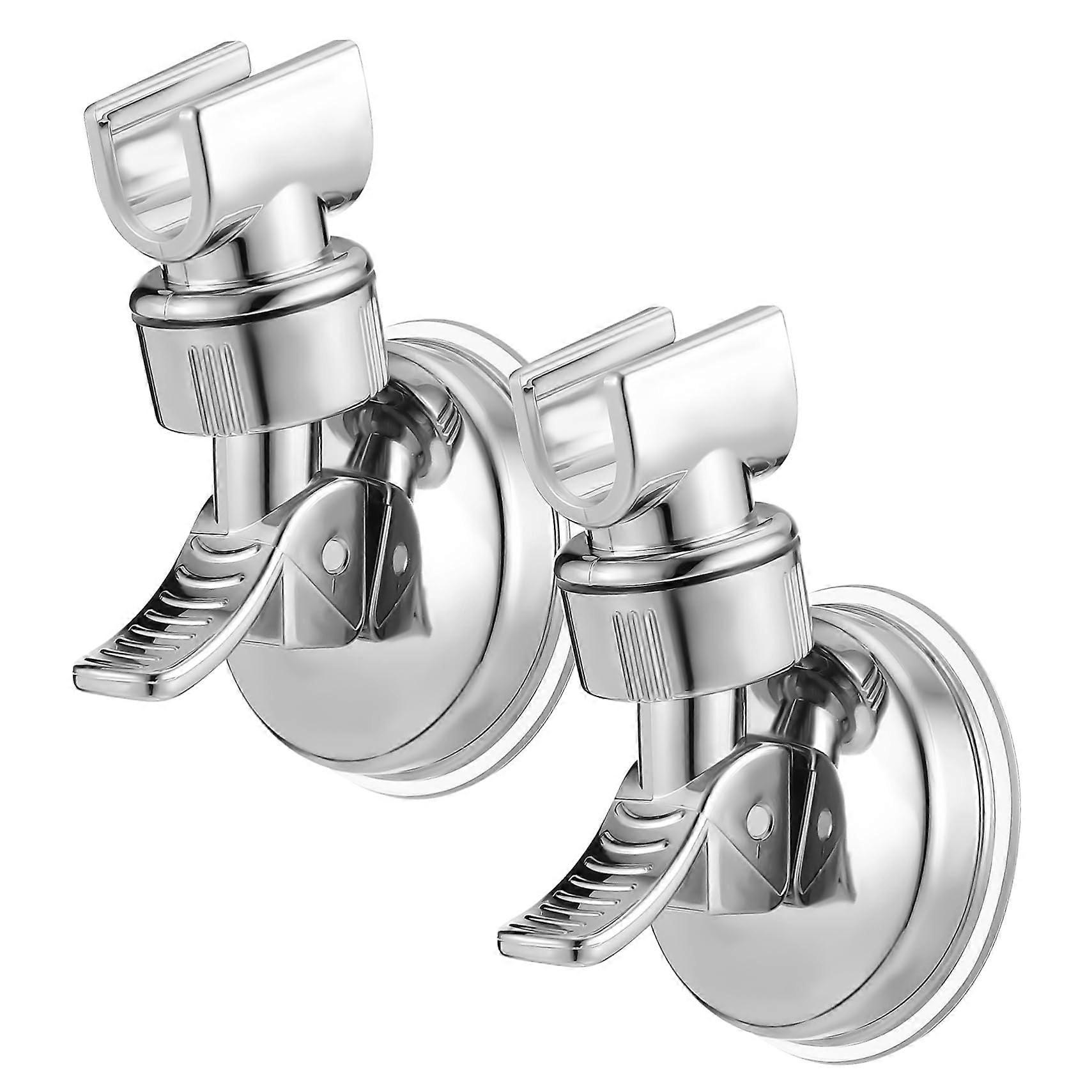2pcs Adjustable Suction Shower Head Holder No Drilling Removable Bracket for Bathroom