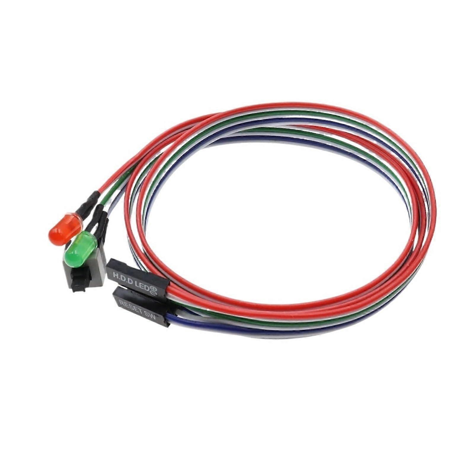 PC Power Switch Cable with Reset and LED Indicator, 50cm Computer Case Power Control Line