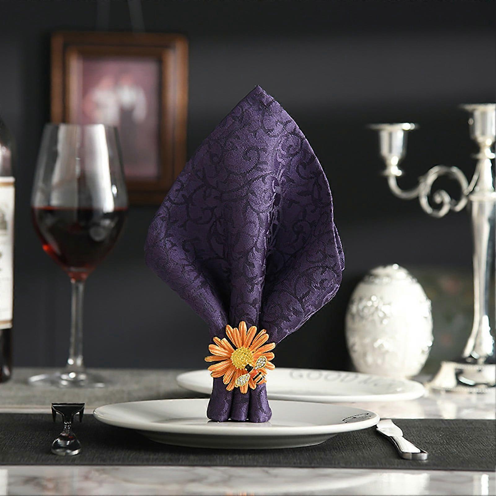 4Pcs Napkin Ring Flower Pattern Tear-resistant Alloy Delicate Design Serviette