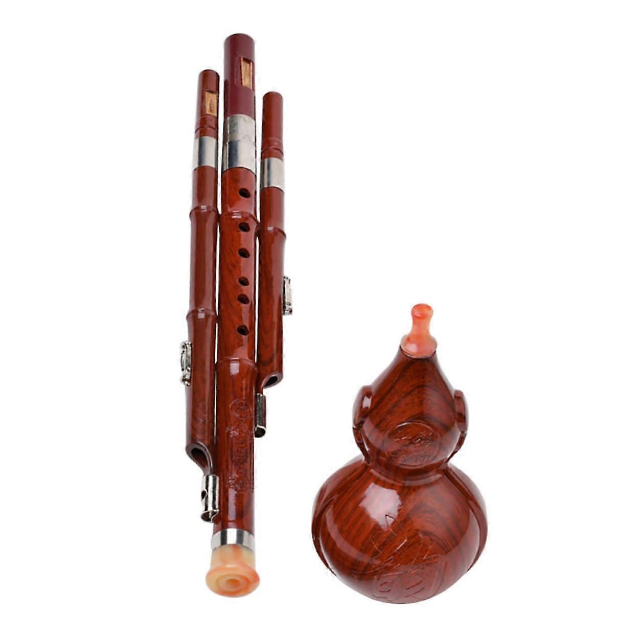 Chinese Hulusi Flute for Beginners with Clear Elegant Tone, Lightweight Durable Cucurbit Flute