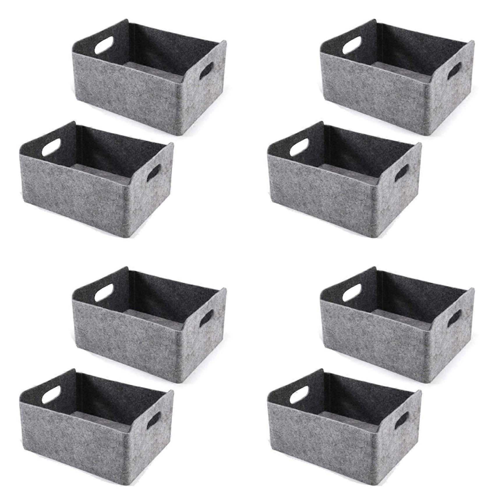 8Pcs Felt Storage Basket/Bin with Handles, Collapsible & Convenient Storage Solution