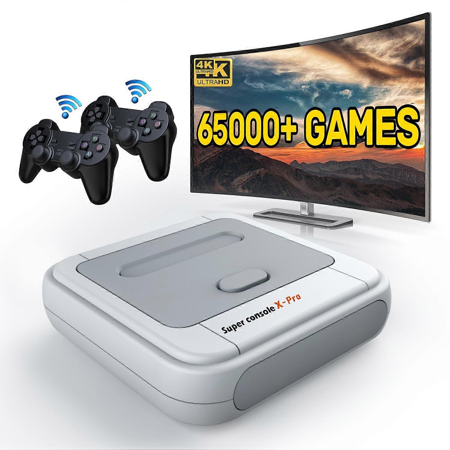 Super Console X Pro Retro Game Console, Dual System 4K Emulator with 65000+ Games, WiFi LAN, 5 Player Support