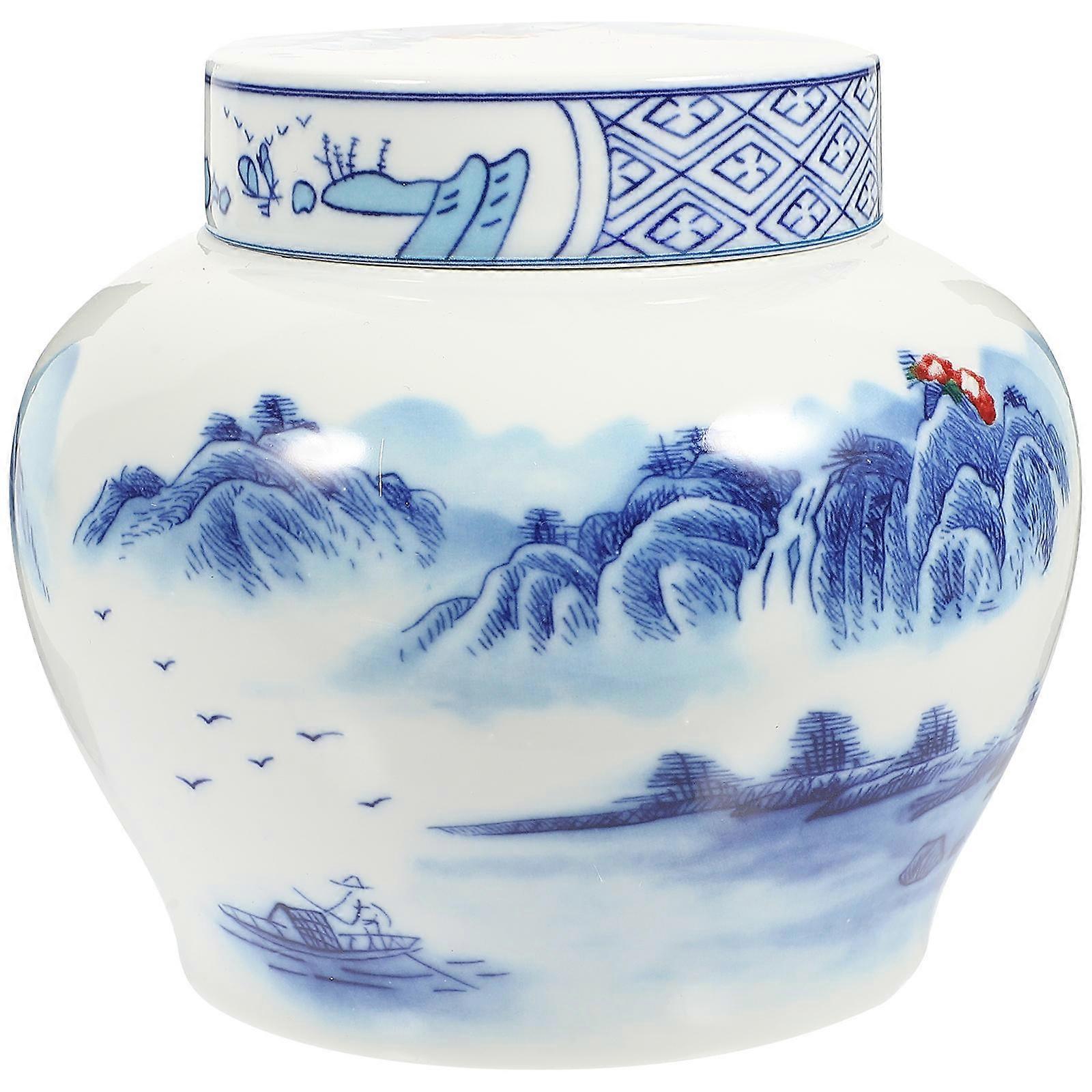 Blue Ceramic Tea Jar for Storage Multi-Function Loose Tea Canister