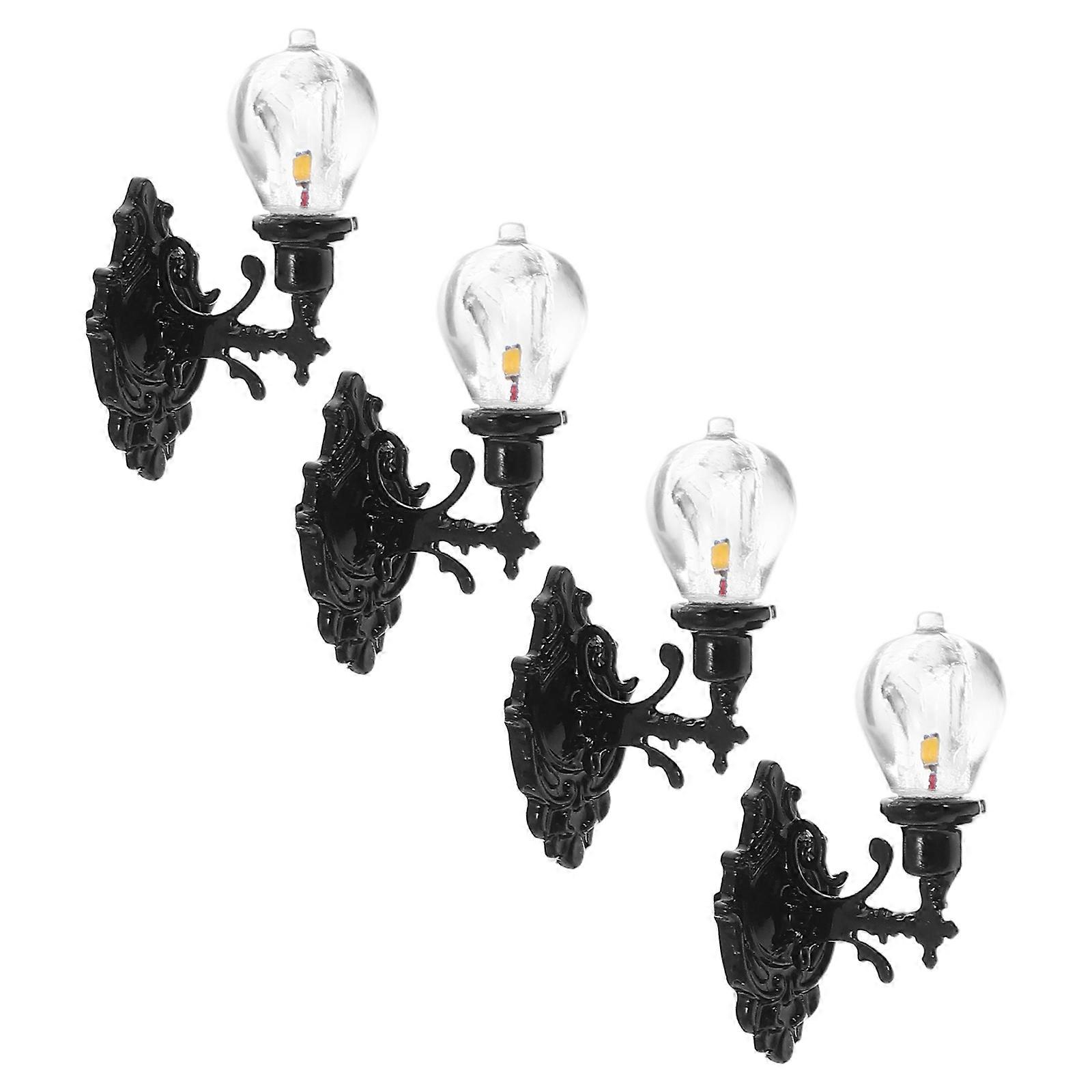 Black Mini Wall Lamp Model for Decor 4Pcs ABS Material Sand Table Decor