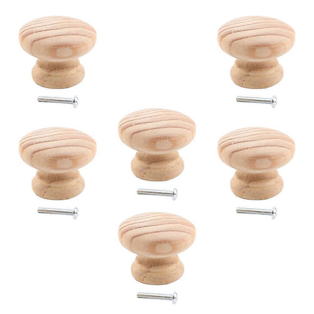 Household Knobs Solid Wood Handle Nordic Style Wardrobe Knobs 6Pcs Durable