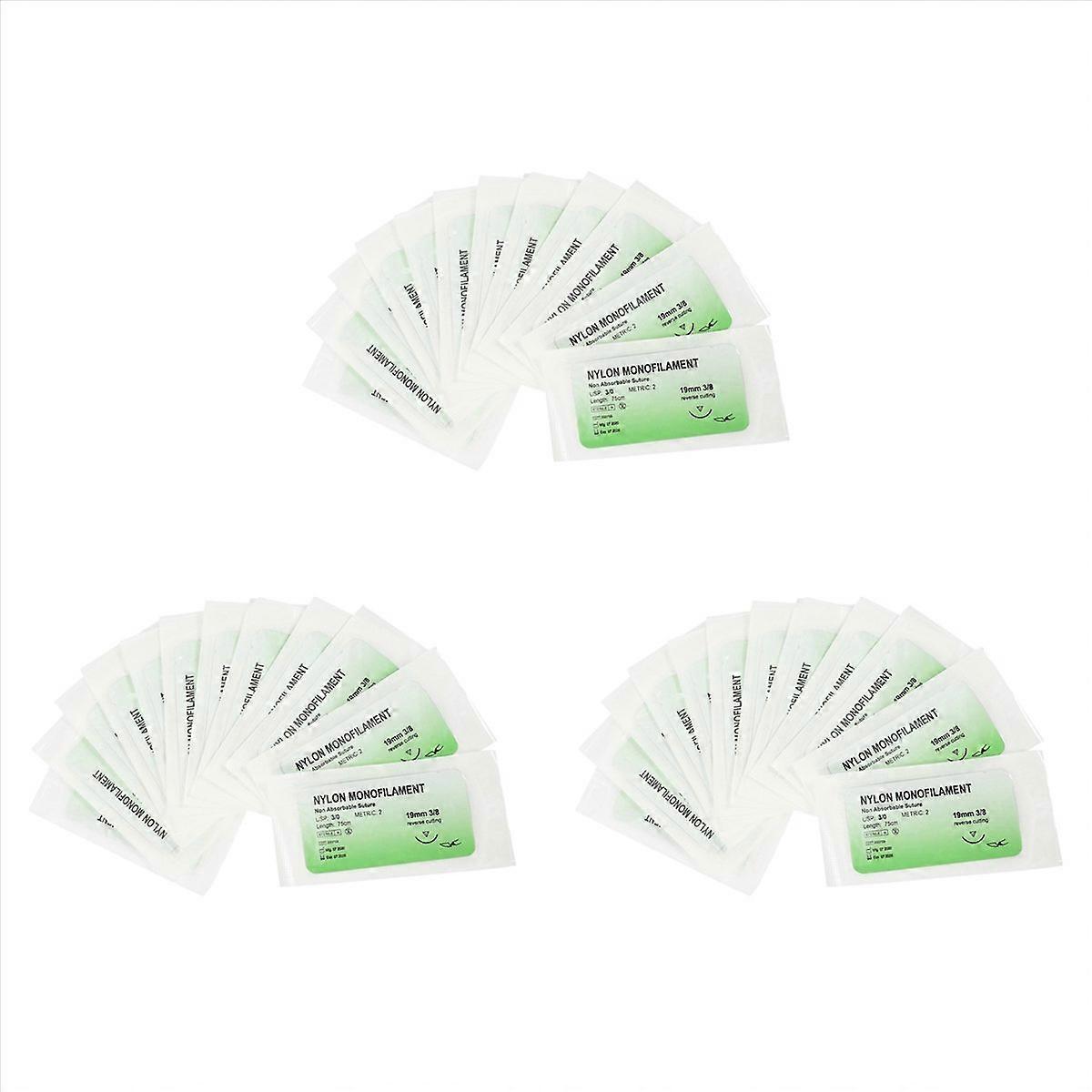 12 Pcs/Set Needle Suture Nylon Monofilament Thread Practice Kit 3/0