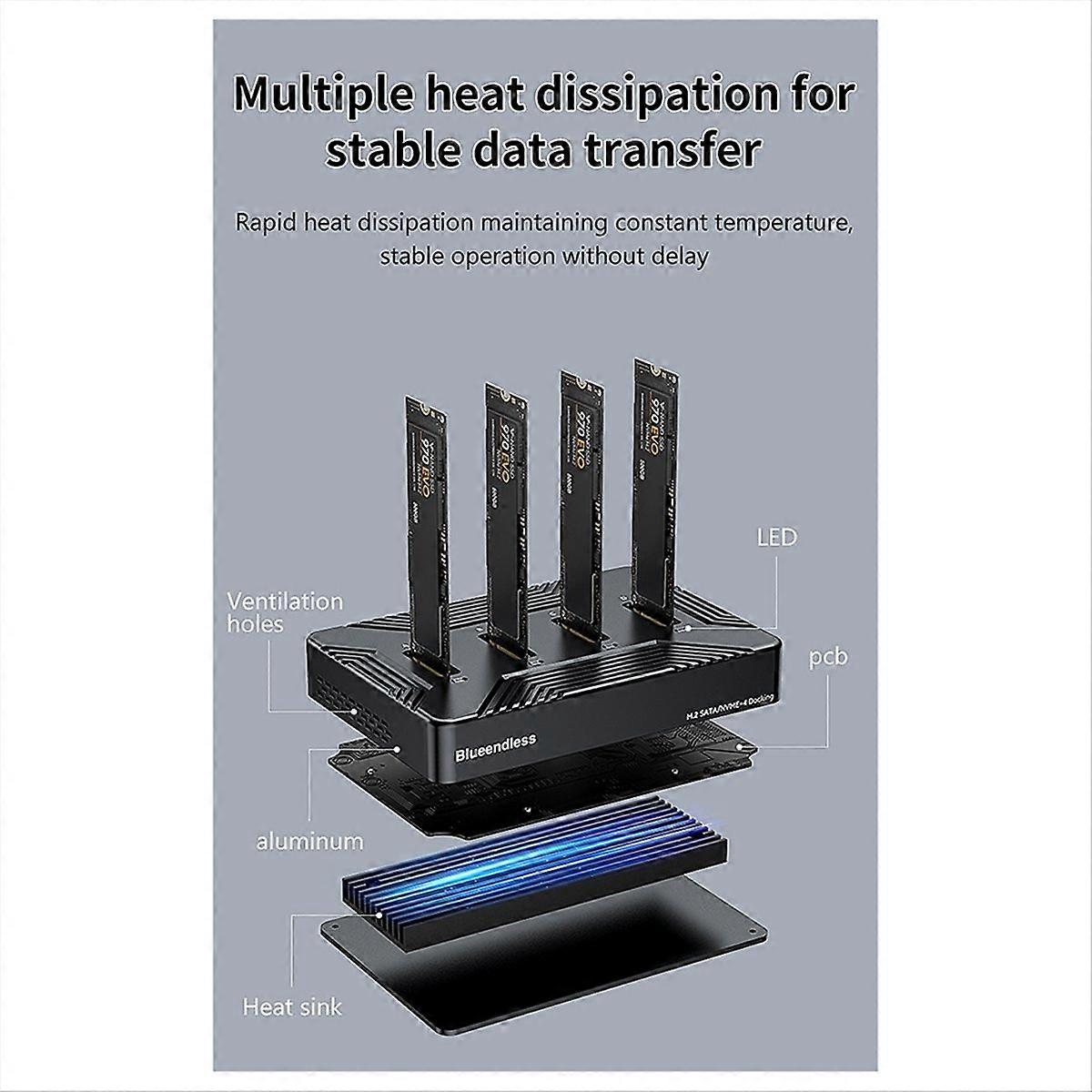 BLUEENDLESS Four Disk Drive Hard Drive Base SSD External EU PLUG