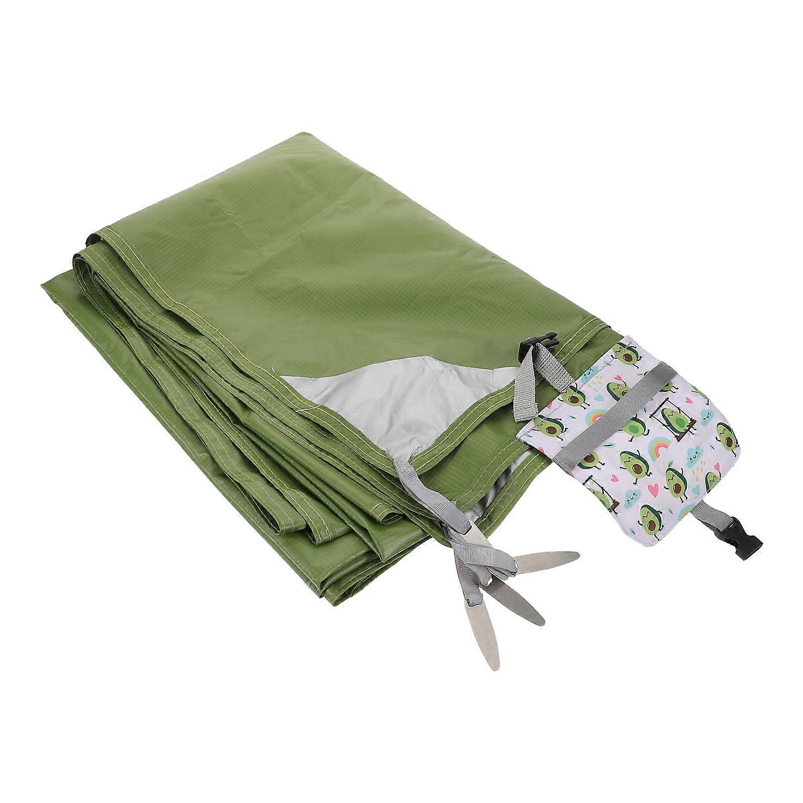Foldable Picnic Blanket Waterproof for Camping 5Pcs Portable Green Polyester Mat