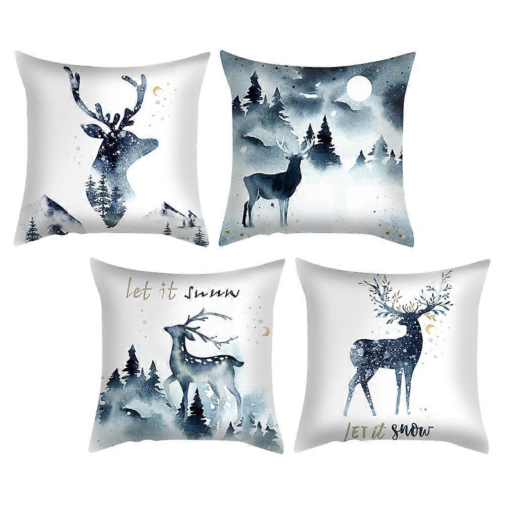 Decorative Throw Pillow Covers with Elk Pattern for Christmas 20Pcs