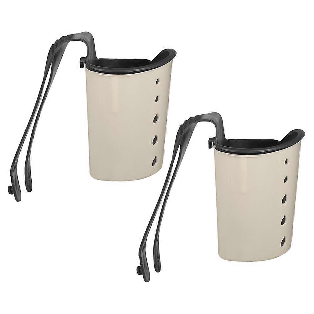 Kitchen Sink Basket Adjustable Strap for Storage 2Pcs Beige Plastic Sponge Holder