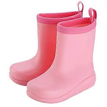 Farbblock-Regenstiefel für Mädchen und Jungen, leicht, geschlossene Zehenpartie, nicht wasserdicht, für Freizeit und Partys, Rosa, Größe 10–10,5 Jahre