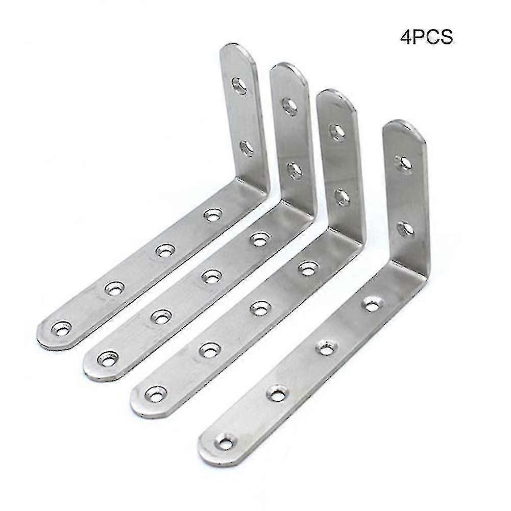 4 Pcs L Shape Bracket Stainless Steel Solid Shelf Support Corner Brace Joint Right Angle Bracket fing