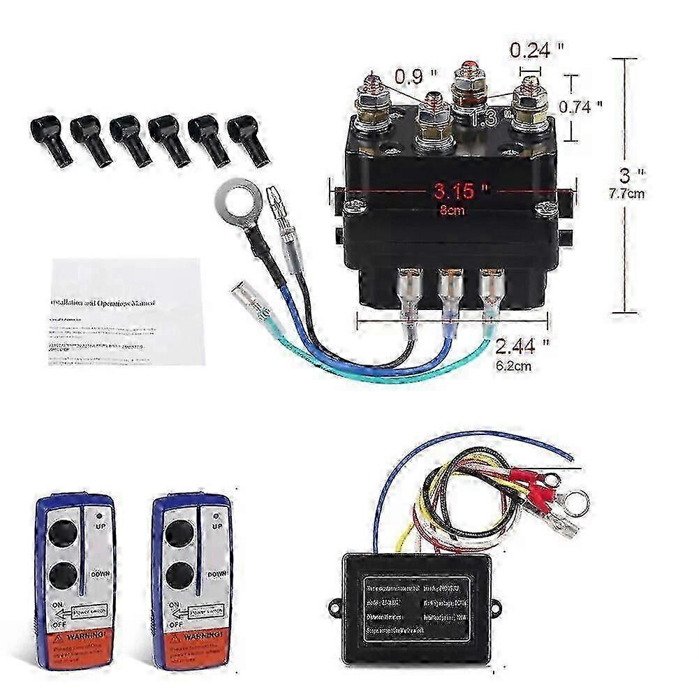 12V 500A Winch Control Solenoid Relay Contactor With Wireless Winch Remote Kit