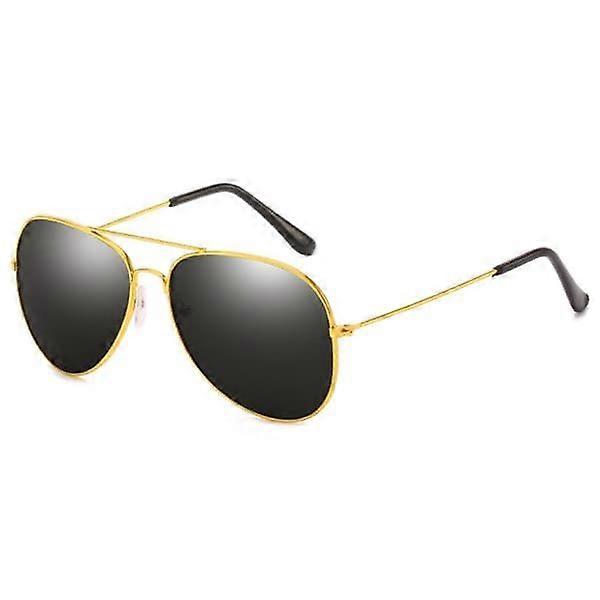 Guld Aviator Pilot Solbriller Sort Linse