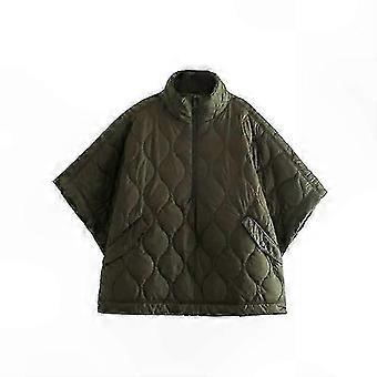 Abrigo impermeable acolchado con patrón de diamantes, mangas largas, cuello alto para mujer, temporada otoño/invierno
