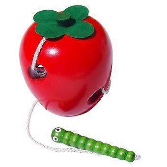 Wooden Threading Toy Eat Apple Safe Learning Educational Toys for Kids Toddlers Boys Girls Toy