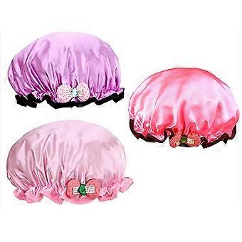 3 PCS Bath Reusable Shower Caps Designed for Baby, Kids, Children,Cute, Waterproof, Cartoon Animal, Double Layer Bathing Hat for Boys, Girls, Women(Wa
