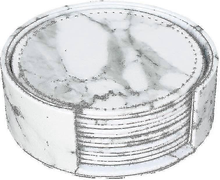 Set Of 6 Round Marble Pattern Coasters