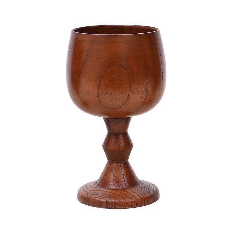 Wooden Wine Goblet High Stem Rustic Solid Wood Drinkware Cup