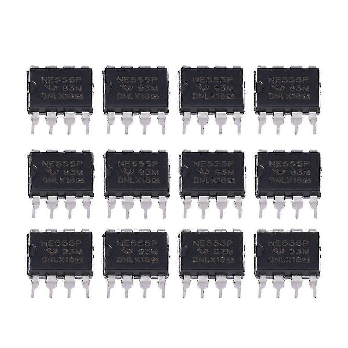 12pcs NE555P Highly Straight DIP-8 Single Bipolar Timer (Black)