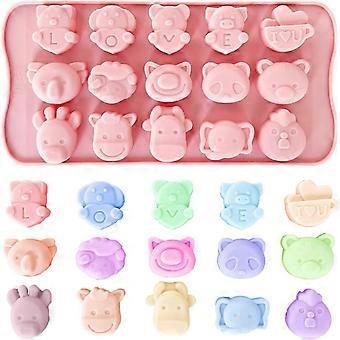 1 Piece Animals Chocolate Mould-Pig,Giraffe,Panda,Sheep,Elephant-15-Cavity Animals Shaped Ice Cube